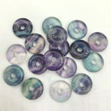 5PCS Fluorite Stone Pendants Donuts Shape 15MM DIY Bracelet Necklace Findings