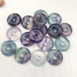 5PCS Fluorite Stone Pendants Donuts Shape 15MM DIY Bracelet Necklace Findings
