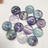 5PCS Fluorite Stone Pendants Donuts Shape 15MM DIY Bracelet Necklace Findings