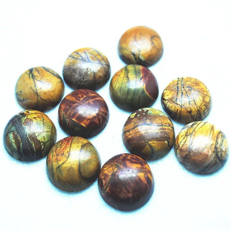 5PCS Picaso Stone Cabochons 20MM Round Shape Loose Beads No Hole