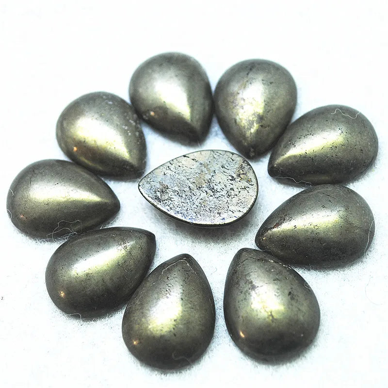 5PCS Pyrite Stone Cabochons 15X20MM Golden Colors DIY Beads