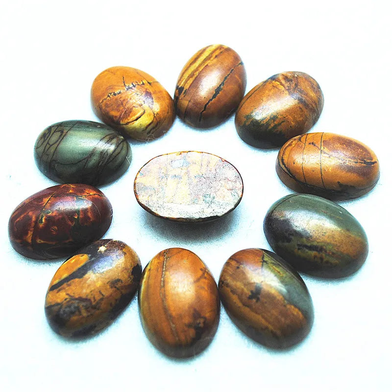 5PCS Picasso Stone Cabochons Oval 18X25MM No Hole Beads Cabs DIY Jewelry