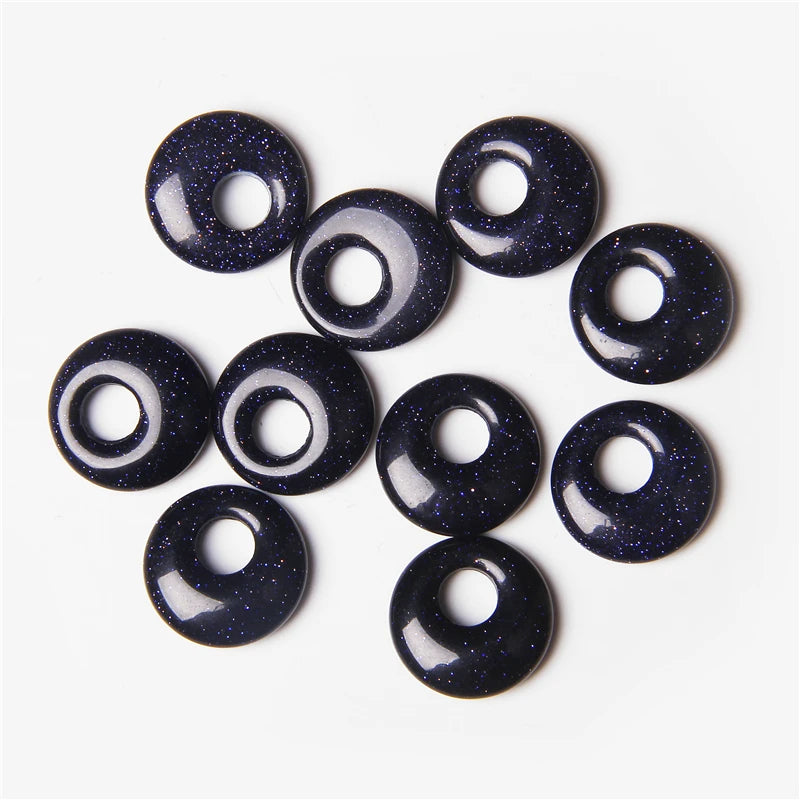 5PCS Natural Stone Round Mixed Pendants Tiger Eye Agat Child Couple Gift