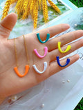 5PCS Enamel Charm Pendant Necklace, Geometric Shapes, Beach Holiday Jewelry