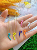5PCS Enamel Charm Pendant Necklace, Geometric Shapes, Beach Holiday Jewelry