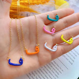 5PCS Enamel Charm Pendant Necklace, Geometric Shapes, Beach Holiday Jewelry