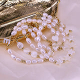 5PCS Freshwater Pearl Bracelets Initial Shell Charms Women Girl Jewelry