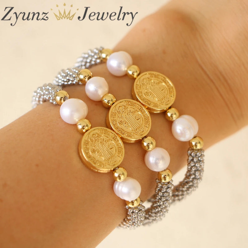 Virgin Mary Bracelet Heart Star Elastic Cross Religion Jewelry Gift