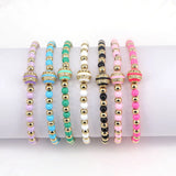 5PCS Disco Ball Beads Bracelets Colorful Elastic Wristband Women Jewelry