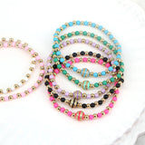 5PCS Disco Ball Beads Bracelets Colorful Elastic Wristband Women Jewelry