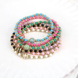 5PCS Disco Ball Beads Bracelets Colorful Elastic Wristband Women Jewelry