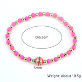 5PCS Disco Ball Beads Bracelets Colorful Elastic Wristband Women Jewelry