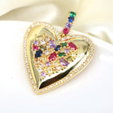 5PCS Gold Heart CZ Charm Pendant DIY Accessories