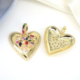 5PCS Gold Heart CZ Charm Pendant DIY Accessories