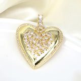 5PCS Gold Heart CZ Charm Pendant DIY Accessories