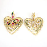 5PCS Gold Heart CZ Charm Pendant DIY Accessories