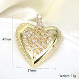 5PCS Gold Heart CZ Charm Pendant DIY Accessories