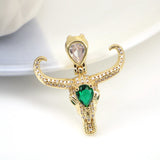 5PCS Ox Head Pendant Copper Zircon Charms for Women Hip-hop Party Jewelry