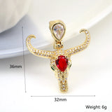 5PCS Ox Head Pendant Copper Zircon Charms for Women Hip-hop Party Jewelry