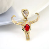 5PCS Ox Head Pendant Copper Zircon Charms for Women Hip-hop Party Jewelry
