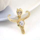 5PCS Ox Head Pendant Copper Zircon Charms for Women Hip-hop Party Jewelry