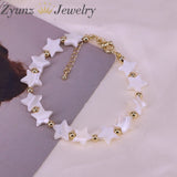 5PCS Natural Freshwater Pearl Bangle Star/Heart Shell Beads Charm Bracelet