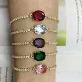 5PCS Zircon Bangles for Women Tennis Chain Punk Jewelry