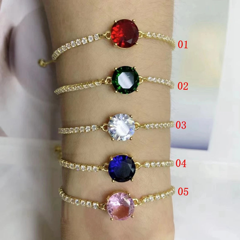 5PCS Zircon Bangles for Women Tennis Chain Punk Jewelry