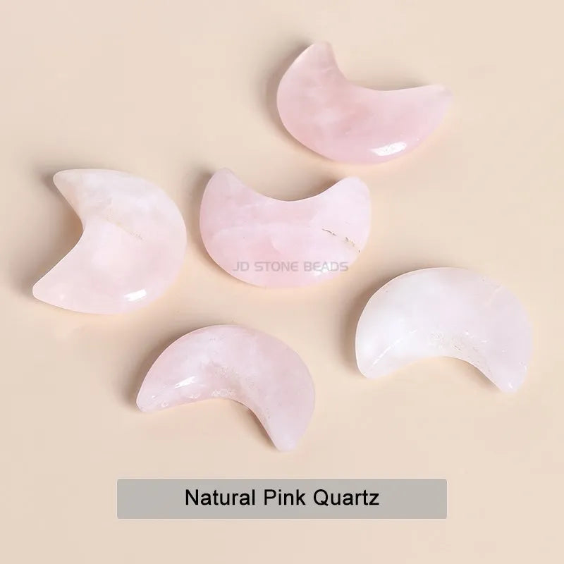 5PCS Pack Moon Statue Gemstone 30x9MM Healing Crystal Reiki Stones