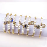 5PCS Pearl Shell Star Bangle Enamel Moon Charms Bracelet Girls Gift