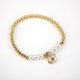 5PCS Pearl Shell Star Bangle Enamel Moon Charms Bracelet Girls Gift