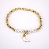 5PCS Pearl Shell Star Bangle Enamel Moon Charms Bracelet Girls Gift