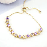 Colorful Enamel Star Eyes Charm Bracelet with CZ Crystal Beads