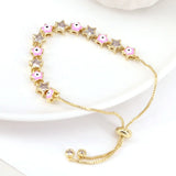 Colorful Enamel Star Eyes Charm Bracelet with CZ Crystal Beads