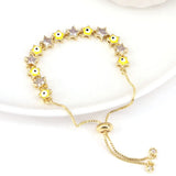 Colorful Enamel Star Eyes Charm Bracelet with CZ Crystal Beads