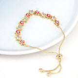 Colorful Enamel Star Eyes Charm Bracelet with CZ Crystal Beads