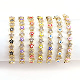 Colorful Enamel Star Eyes Charm Bracelet with CZ Crystal Beads
