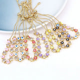 Colorful Enamel Star Eyes Charm Bracelet with CZ Crystal Beads