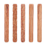 5PCS Pottery Tools Wood Hand Rollers for Clay Stamp Pattern Roller