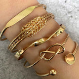 5PCS Punk Gothic Plated Bracelets Female Knot Twist Bangles for Women Jewelry