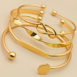5PCS Punk Gothic Plated Bracelets Female Knot Twist Bangles for Women Jewelry
