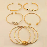 5PCS Punk Gothic Plated Bracelets Female Knot Twist Bangles for Women Jewelry