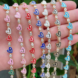 Punk LOVE Heart Enamel Tennis Bracelet Gold CZ Pave Couple Jewelry Gift