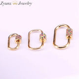 Rainbow CZ Micro Pave Oval Crystal Clasp Lock Carabiner Pave Lock Findings