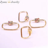 Rainbow CZ Micro Pave Oval Crystal Clasp Lock Carabiner Pave Lock Findings