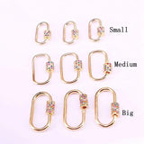 Rainbow CZ Micro Pave Oval Crystal Clasp Lock Carabiner Pave Lock Findings