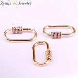 Rainbow CZ Micro Pave Oval Crystal Clasp Lock Carabiner Pave Lock Findings