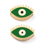 5PCS 18K Plated Brass European Beads Enamel Evil Eye Mixed 18.5x11.5x6mm