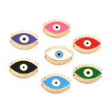 5PCS 18K Plated Brass European Beads Enamel Evil Eye Mixed 18.5x11.5x6mm