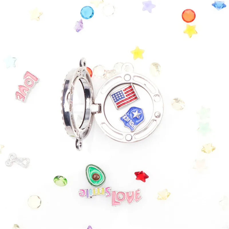 5PCS Silver Glass Floating Locket Charms for Bracelet Jewelry